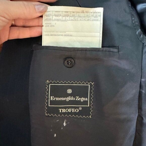 Ermenegildo Zegna Trofeo Black with Navy Pin Stripe 100% Wool Sport Coat Blazer - Picture 11 of 11